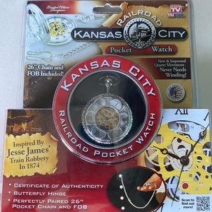 Kansas city railroad pocket watch NEW